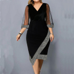 L-5XL Suur Suurus Kleit Naistele Pluss Suurus Must Vestidos Ametlik S&uuml;ndmus Kleit Elegantne Pikk Seelik Pidu Naisriided XXL must