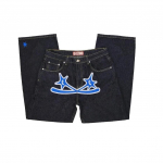 RogueWave Street Clothing Y2K teksap&uuml;ksid Harajuku Kirjatr&uuml;kiga Musterprindiga L&otilde;dvad teksap&uuml;ksid Uued K&otilde;rge V&ouml;&ouml;koht Lai Jalg P&uuml;ksid S sinine