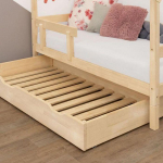Tiroir &agrave; roulettes rangement ou lit - couleur bois naturel pour lit 90 x 190 cm
