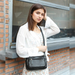 Ehtne Nahast Naiste Kott &Uuml;he&otilde;lakott Mitmek&uuml;lgne Mitme sahtliga Mitme taskuga &Uuml;he&otilde;lakott Crossbody kott must