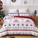 3 tk j&otilde;ulukomplekt &uuml;lipehme &uuml;lipeene kiust voodipesuga, sisaldab 2 padjap&uuml;&uuml;ri ja j&otilde;ulupuu hirve mustrit 140x200cm 3pcs