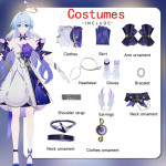 Ysir Honkai Impact Robin Cos Kost&uuml;&uuml;mid M&auml;ng Anime Robin M&auml;ngib T&auml;ielikku Komplekti Naiste Kost&uuml;&uuml;me XS sinine