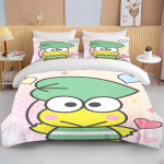 10 suurust Sanrio Keroppi tr&uuml;kitud voodipesukomplekt Laste multikas-anime tekikott tekk padjap&uuml;&uuml;r Poisid T&uuml;drukud Lapsed T&auml;iskasvanud Kuningas Kingitus AU Single 140x210cm
