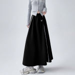 Naiste s&uuml;gise vibu tikandiga seelik k&otilde;rge v&ouml;&ouml;kohaga Elegantne pikk seelik Y2k Korea riided L