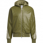 Adidas Originals FW24 PU Jakk M Seeria Moodne Logo Triip Stiilne T&otilde;mblukk Spordi Pikkade Varrukatega Jakk Meeste Jakid Tumeoliiviroheline JL7557 XS