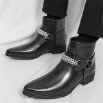 Moedisainer Uued Meeste Metallkett Terava Ninaga Vabaaja Pahkluusaapad Meeste Talvemood Must Pruun Chelsea Nahkkingad Zapatos Hombre 38
