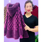 Imitatsioonminksametist l&uuml;hike villane mantel s&uuml;gis-talveks keskealistele naistele, kootud kampsun-kardigan, lukuga mantlid 6XL lilla