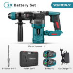 YOFIDRA 26MM Harjadeta Elektripuurvasar L&ouml;&ouml;kpuur Multifunktsionaalne Juhtmeta Kruvikeeraja P&ouml;&ouml;rlev T&ouml;&ouml;riist Makita 18V Aku jaoks 2 Battery-EU Plug