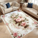 Klassikaline Vintage Lilleline Roositr&uuml;kiga Vaip Luksuslik Kaasaegne Elutuba Magamistuba Kontori Dekoor Libisemisvastane Masinpestav P&otilde;randamatt 80x120cm white