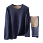 Pikkade varrukatega termopesu meestele, fliisvoodriga aluskihtide komplekt k&uuml;lma ilma jaoks, pehme veniv pealmine ja alumine komplekt 2XL tumesinine v&auml;rv