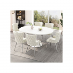 S&ouml;&ouml;gilaud - MUVOE - Komplekt 6 tk - Beež samet - H&otilde;bedased metalljalad - Moodne disain beež