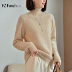 Fanzhen Women's 100% Wool Turtleneck Sweater 2XL