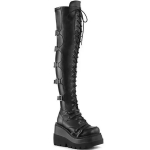 Wedges Pikad saapad naistele S&uuml;gistalv &Uuml;le p&otilde;lve saapad Cosplay k&otilde;rge platvormiga naiste saapad Uued k&otilde;rge kontsaga gooti Botas Altas 35
