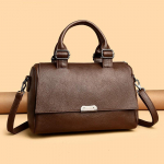 Nahast k&auml;ekott naistele, vintage stiilis Bostoni kott reguleeritava rihmaga, naiste &uuml;hev&auml;rviline &otilde;lakott, crossbody kott 30cm&times;14cm&times;19cm pruun