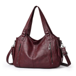 Naiste &Otilde;lakott, Crossbody Kott, Suure Mahutavusega, Kvaliteetne Pehme Nahast K&auml;ekott, T&ouml;&ouml;le Kandmiseks Neetidega T&otilde;mblukuga Kott 39*14*25cm burgundiapunane