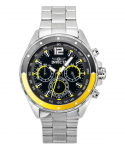 Invicta Speedway Kronograaf GMT Roostevabast terasest Must sihver Kvarts 49365 Meeste k&auml;ekell must