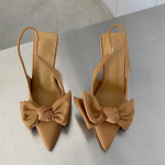 Mood 2025 Suvi Br&auml;nd Naiste Slingback Sandaalid Kontsaga Kingad Moodne Lipsus&otilde;lm Terav Nina Sisse libistatavad Daamide Elegantne Kleidi Kingad 35 khaki