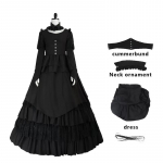 Halloweeni retro gooti kombinesoon peokleit printsessi &otilde;ukonna suurte m&otilde;&otilde;tudega naiste cosplay kost&uuml;&uuml;m naiste moodne ballipidu must pikk kleit XS