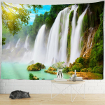 Maastik Ranna Akna Maal Seinavaip Seinakinnitus 3D-tr&uuml;kk Boho Troopiline Hipi Tapestry Kodu Dekoratsioon 95x70cm