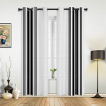 Mustade Triipudega Luksuslik Aknakardin Elutuppa Magamistuppa Kodu Kaunistuseks K&ouml;&ouml;ki Akna Kardinateks 135W x 60H(cm) x1 black