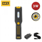 ALAMO: Lampe de travail + lampe de poche LED rechargeable avec crochets et aimant. Base r&eacute;glable.