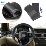 Car Accessories Interior Steering Wheel Cover Sticker Leather Trim For BMW X3 E83 2003- 2010 X5 E53 2004 2005 2006 red blue line