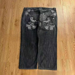 RogueWave Ameerika Retro High Street Y2K Tikitud Teksad Gooti Mood Laiad Denim P&uuml;ksid S