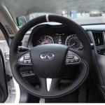 Hand-stitched non-slip black Leather Suede Car Steering Wheel Cover For Infiniti Q50 2013-2017 QX50 2015-2017 parts 1