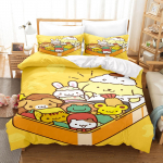 Pompompurin Sanrio 3-osaline 1 tekikate &Uuml;ks voodipesukomplekt Comforte Luxus Peen S&uuml;nnip&auml;evakingitus 100% Pol&uuml;ester Kodu kaunistus EU Single(135*200cm)3pcs