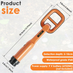 Allveemetallidetektor Pulss-Pinpointer Induktsioon Sukeldumine Aare IP68 Veekindel Metallidetektor K&auml;eshoitav Metallileidja oranž