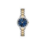 EMPORIO ARMANI K&auml;ekell Kvartsmehhanism Roostevabast terasest rihm 32mm Sinine sihver Naiste kell AR11576 Blue Dial