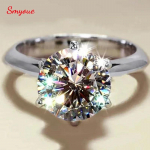Smyoue sertifitseeritud 1-5 karaadiga moissaniidi s&otilde;rmus VVS1 labori teemant solitaire s&otilde;rmus naistele kihluslupingus pulmab&auml;nd ehted peen 4*Metal Color: US size 0.5CT