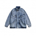 Kevadine ja s&uuml;gisene retrodisain kauboijakk pikkade varrukatega isikup&auml;rastatud aegunud lahtine mantel 3XL sinine