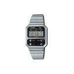 Casio Vintage Series A100 Pac-Man P&otilde;himudel Ruudukujuline K&auml;ekell Multifunktsionaalne Kvartsmehhanism Meeste Kellad Hall A100WE-1A Regular Watch Box,Silver Strap