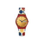 Swatch A Gala Night Series Kvartsliikumine Kuldne Kvarts &Scaron;veitsi kell 34mm Kollane sihver Plastikust korpus Silikoonrihm Naiste kellad GR708 Yellow beige