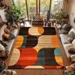 Kesk-sajandi Boho vaip Retro geomeetriline muster Libisemisvastane vaip elutuppa magamistuppa sisustuseks Suured alavaibad 140x200cm-55x79in black