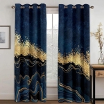 2-osaline Kaasaegne Valmis Abstract Marmor Sinine Kuldne Disain Odavad &Otilde;hukesed Kardinad Elutuba Magamistuba Aken Kardin Kodu Kaunistus Kardin Suurep&auml;rane W100*H160(CM)-Rod Pocket&2PCS