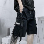 Suvised L&uuml;hikesed P&uuml;ksid Meestele Streetwear Vabaaja Meeste Cargo P&uuml;ksid Hip Hop Punk Meeste R&otilde;ivad L must