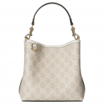 Gucci GG Supreme Bež L&otilde;uendist Mini &Auml;mbriga K&auml;ekott, Valge Nahkviimistlus, Naiste Igap&auml;evane Ostlemine Reisimine &Otilde;la-k&auml;ekott 815118-FAD6L-9641 Basic Set (Bag+Dust Bag)