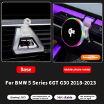 BMW 2 3 4 5 7 8 seeria X3X5X6X7 IX G20 G60 G70 G45 G05 G06 G07 G30 F44 autodele Magnetiline juhtmevaba laadimisega telefoni hoidja tarvik black