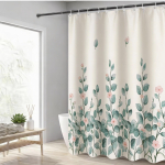 Roheline lillemusteriga du&scaron;ikardin 180X 210cm, Pestav veekindel pol&uuml;ester vannitoa dekoratiivne du&scaron;ikardin 12 konksuga, W220H180(CM)-1 Pcs