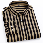 Elastne pikkade varrukatega s&auml;rk meeste triibuline slim fit s&auml;rk Business Casual triikimata mugav meeste riided s&auml;rgid meeste 44 beige