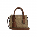 K&auml;ekott Coach Andrea 15 Kuldne Logo Klassikaline Monogramm Kaetud L&otilde;uend ja Sile Nahk Naiste Kandekotid Khaki CO975-IME74 Basic Set (Bag+Dust Bag)