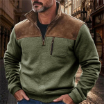 Meeste Retro Fliisist Taskuga Dressipluus V&auml;rviplokk Slim Fit Pikkade Varrukatega Poollukuga Pullover S&auml;rk Trendikas XXL brown