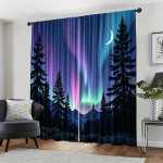2 paneeli Aurora Curta Virmalised Mets Tr&uuml;kitud Kardinad Pol&uuml;ester Akna Kate Elutuppa Magamistuppa Kodu Kaunistus 53x116CM&2 panels
