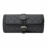 Gucci GG muster p&otilde;imitud topelt-G logo detailid l&otilde;uend ja nahast &auml;&auml;rised kellakarp hoiukott meeste must must