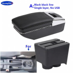 Volkswagen Polo jaoks K&auml;etoe kast VW Polo 9N 3 Mk4 jaoks Auto K&auml;etoe kast 2002-2009 Salongi &uuml;mberehitus Ladustamiskast auto tarvikud A black line No USB