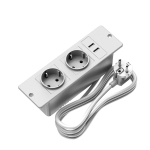 Sissefreesitav pikendusjuhtmeplokk 2 pistikupesa ja 2 USB-pordiga, sisseehitatud t&ouml;&ouml;laua toitepesa pikendusjuhtmega lauale valge