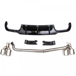 Mercedes-Benz C-klassi W204 C63 Tagumine difuusor ja v&auml;ljalasketoru uuendus (2010-2014) Gloss Black Rear Diffuser + Black Tailpipe