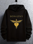 Must kapuutsitr&ouml;&ouml;s kuldse BON JOVI tr&uuml;ki ja kotkaga - 100% pol&uuml;esterkootud XXL black